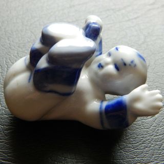 A Rare & Unusual Chinese Blue And White Porcelain Figure Of A Baby