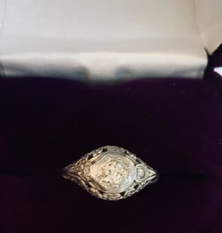 18k Antique Art Deco Diamond Engagement Ring.  22tcw