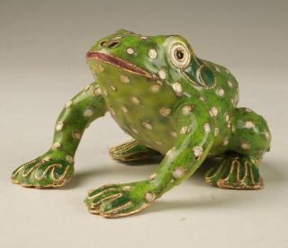 Unique Chinese Cloisonne Enamel Statue Figurines Animals Frogs Old Handmade Gift