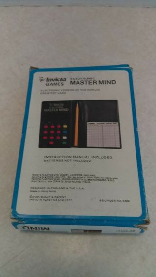 Vintage 1977 Invicta Master Mind Electronic Game Hand - Held MIB 2