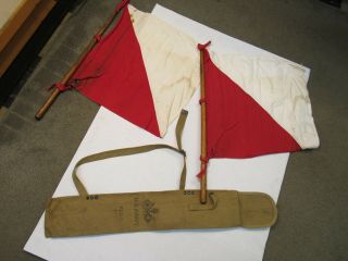 Ww2 Us Army Signal Corps Flag Kit 2 Flags & Case Grade C