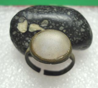 Ancient Roman Bronze Ring With Stone Authentic Antique Rare R643