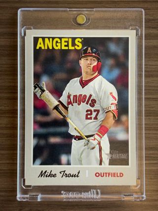 Mike Trout 2019 Topps Heritage Throwback Variation Ssp 485 Rare Angels