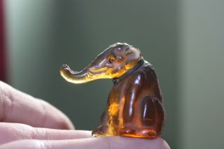 Antique Au Printemps Elephant Figurine Amber Glass