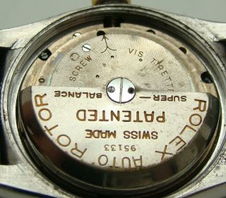 VINTAGE ROLEX STAINLESS & GOLD OYSTER PERPETUAL BUBBLEBACK WATCH 5015 C.  1949 7