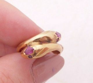 Fine 18ct/18k Gold Pink Sapphire Double Headed Snake Ring,  750
