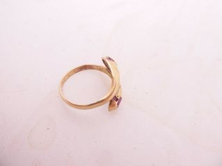 Fine 18ct/18k gold pink sapphire double headed snake ring,  750 2