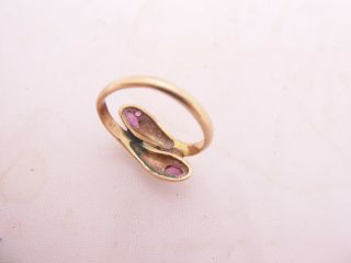 Fine 18ct/18k gold pink sapphire double headed snake ring,  750 3