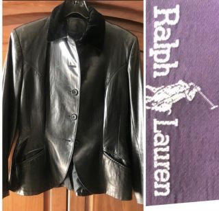 Vintage Ralph Lauren Leather Black Jacket Blazer
