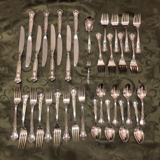 Gorham Chantilly Sterling Silver Flatware Set 35 Peices,  Service For 8