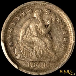 1840 - O Vf35 Pcgs H10c Seated Liberty Half Dime,  Rare Date - Mm,  Antique Tone