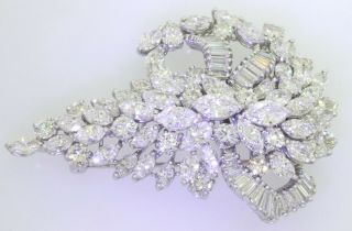 Van Clief vintage 1950s heavy Platinum exquisite 28CTW VS diamond cluster brooch 2