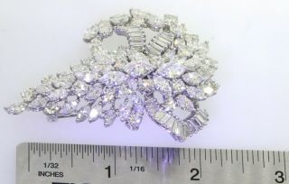 Van Clief vintage 1950s heavy Platinum exquisite 28CTW VS diamond cluster brooch 3