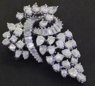 Vintage 1950s Heavy Platinum 11ct Vs/g Diamond Cluster Hinged Multi - Link Brooch