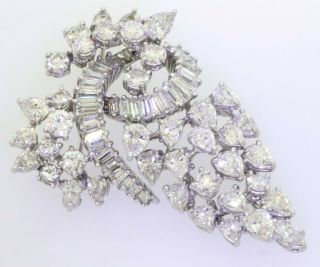 Vintage 1950s heavy Platinum 11CT VS/G diamond cluster hinged multi - link brooch 2