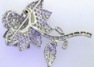 Vintage 1950s heavy Platinum 12CTW VS/F diamond cluster flower brooch 4