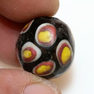 Roman Era Phoenician Glass Round Bead Circa 100 - 300 Ad