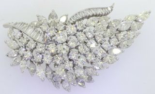 Van Clief vintage 1950s heavy Platinum 21.  0CTW VS - SI diamond cluster brooch 2