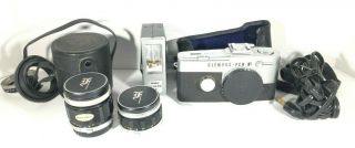 (as - Is) Vintage Olympus Pen - F Bundle - 3 Zuiko Lens,  Cases & Flash