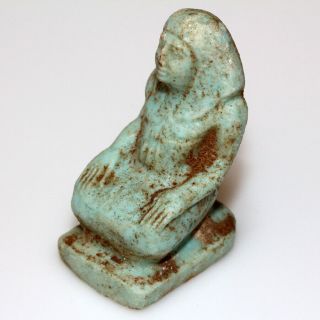 MUSEUM QUALITY EGYPTIAN BLUE FAIENCE STATUE ORNAMENT CA 500 - 300 BC - SEATED KING 3