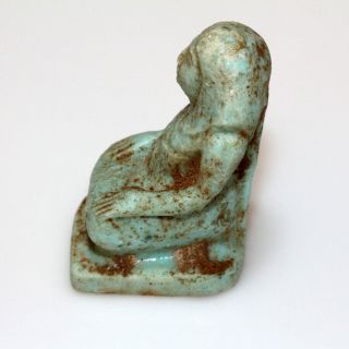 MUSEUM QUALITY EGYPTIAN BLUE FAIENCE STATUE ORNAMENT CA 500 - 300 BC - SEATED KING 4