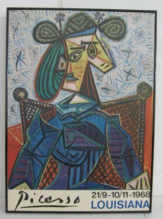 Picasso Woman In Armchair 1941 Vtg Louisiana Exhibition Poster 1968 Framed 24x33