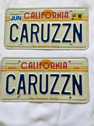 Vintage Sunny California Vanity License Plates Pair Caruzzn (cruising) 1980 