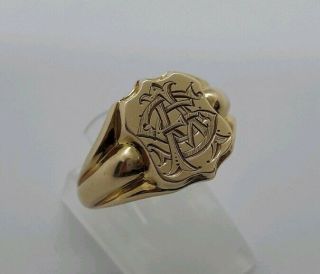 Rare Heavy Antique Victorian 1899 Solid 18ct Yellow Gold Signet Ring Q 1/2 8.  7g