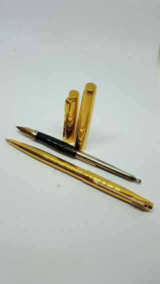 Vintage Parker 75 SET Fountain Pen & ballpoint pen.  Gold filled.  Made in USA. 4