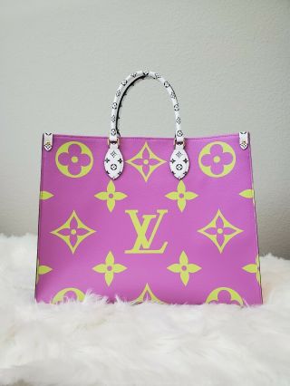 Rare Louis Vuitton Giant Onthego On The Go Tote Vert Purple Green