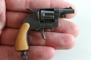Vintage 1980 Mini Cap Gun Miniature Key Chain Toy Made In Hong Kong