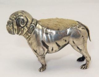 Birmingham England Sterling Silver Bull Dog Pin Cushion By Adie & Lovekin