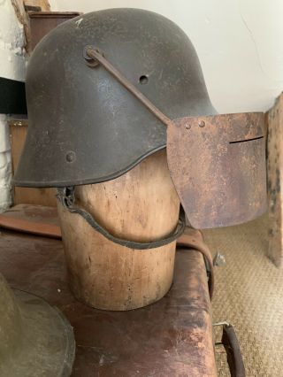 ULTRA RARE WW1 IMPERIAL GERMAN ARMY FACE MASK FOR HELMET.  KRUPP 6
