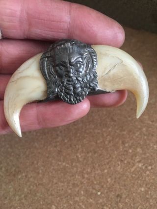 Victorian Silver Double Tiger Claw Brooch