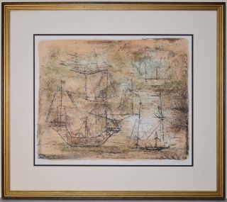 Listed Chinese Artist Zao Wou - Ki,  Color Lithograph,  1952 Signed Rare