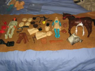Vintage Marx Best Of The West Geronimo And Jane West Plus Accessories.