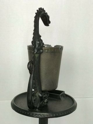 Dragon Smoke Stand Scroll Art Co Vintage Old Gothic Art Deco Cast Iron Ashtray 6