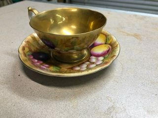 Vintage Occupied Japan Cup And Saucer Hand Painted Fruit