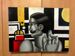 Fernand Leger Oil Painting On Canvas Signed Rare 27  X 20