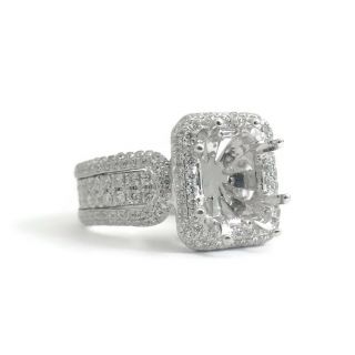 Vintage Halo Diamond Engagement Ring Setting Mounting Platinum,  1.  46 Ctw 14.  04 G
