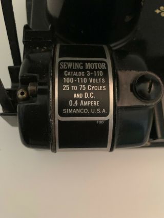Vintage 1947 Singer Sewing Machine Featherweight 221 - 1 3 - 110 Black w/Case 3
