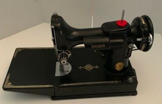 Vintage 1947 Singer Sewing Machine Featherweight 221 - 1 3 - 110 Black w/Case 5