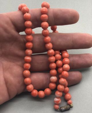 Natural Vintage Coral Bead Necklace - 42.  4g