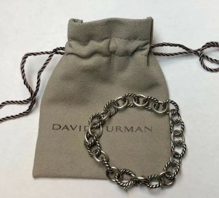 David Yurman 925 Sterling Silver Medium Oval Link Cable Bracelet 10mm 8” Inches