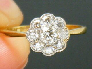 18ct Gold 18k Gold 0.  50ct Diamond Daisy Cluster Ring Size M