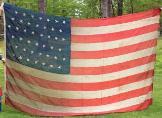 Large Antique 19thc Western 44 Star Wyoming Sate,  United States Bunting Flag