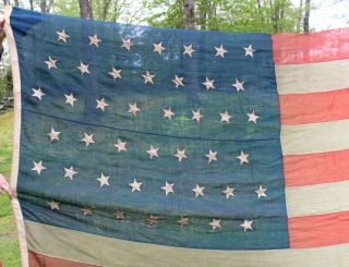 Large Antique 19thC Western 44 Star WYOMING Sate,  United States Bunting Flag 2