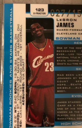2003 - 04 Bowman Chrome XFractor 123 LeBron James Cavaliers RC 27/150 Rookie RARE 3