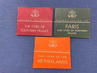 Wwii 1944 Pocket Guides To Paris,  Netherlands,  And Southern France,  Cond.