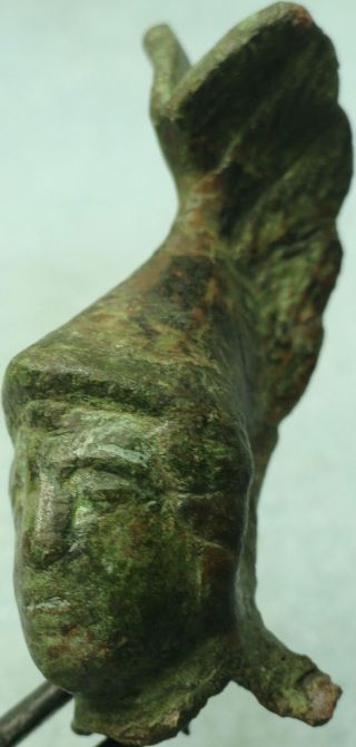 ANCIENT BRONZE DECORATION,  HELMETED BUST 2